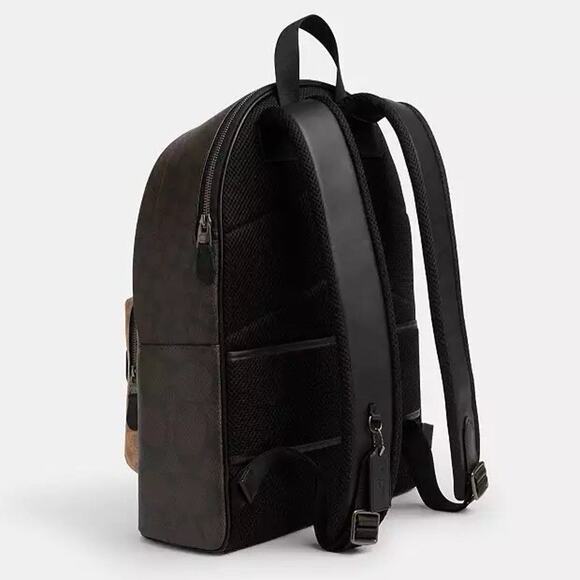 NWT Coach Men’s West Backpack In Blocked Signature Canvas CAB59 Qb/Walnut/Tan - Picture 11 of 11